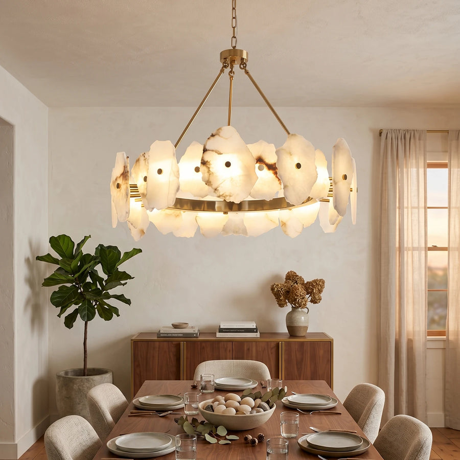 Natural Alabaster Modern Round Chandelier