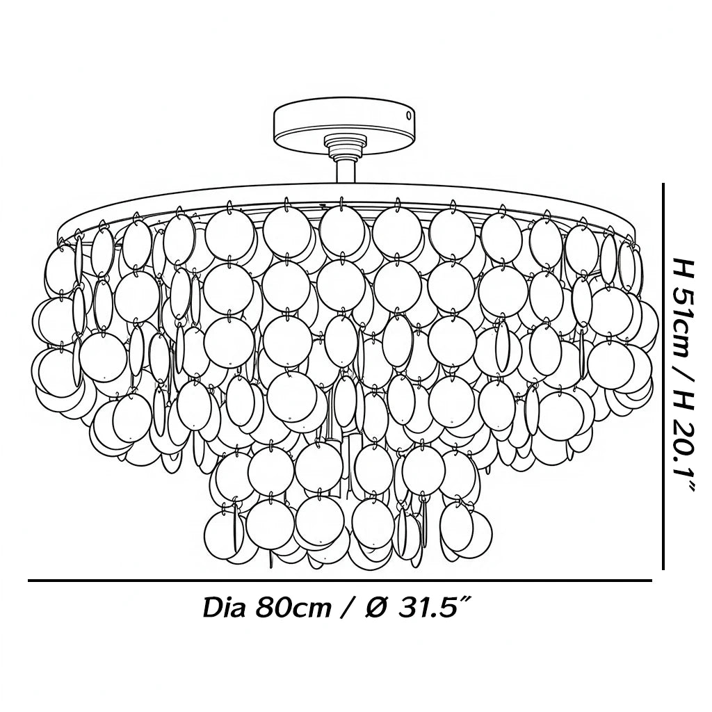 Dimensions of the Nerelle Tiered Disc Semi-Flush Ceiling Light