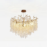 Organic Branch Glass Leaf Chandelier