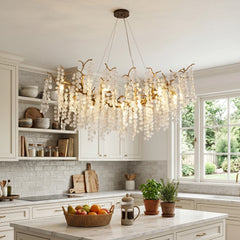 Organic Branch Glass Leaf Chandelier