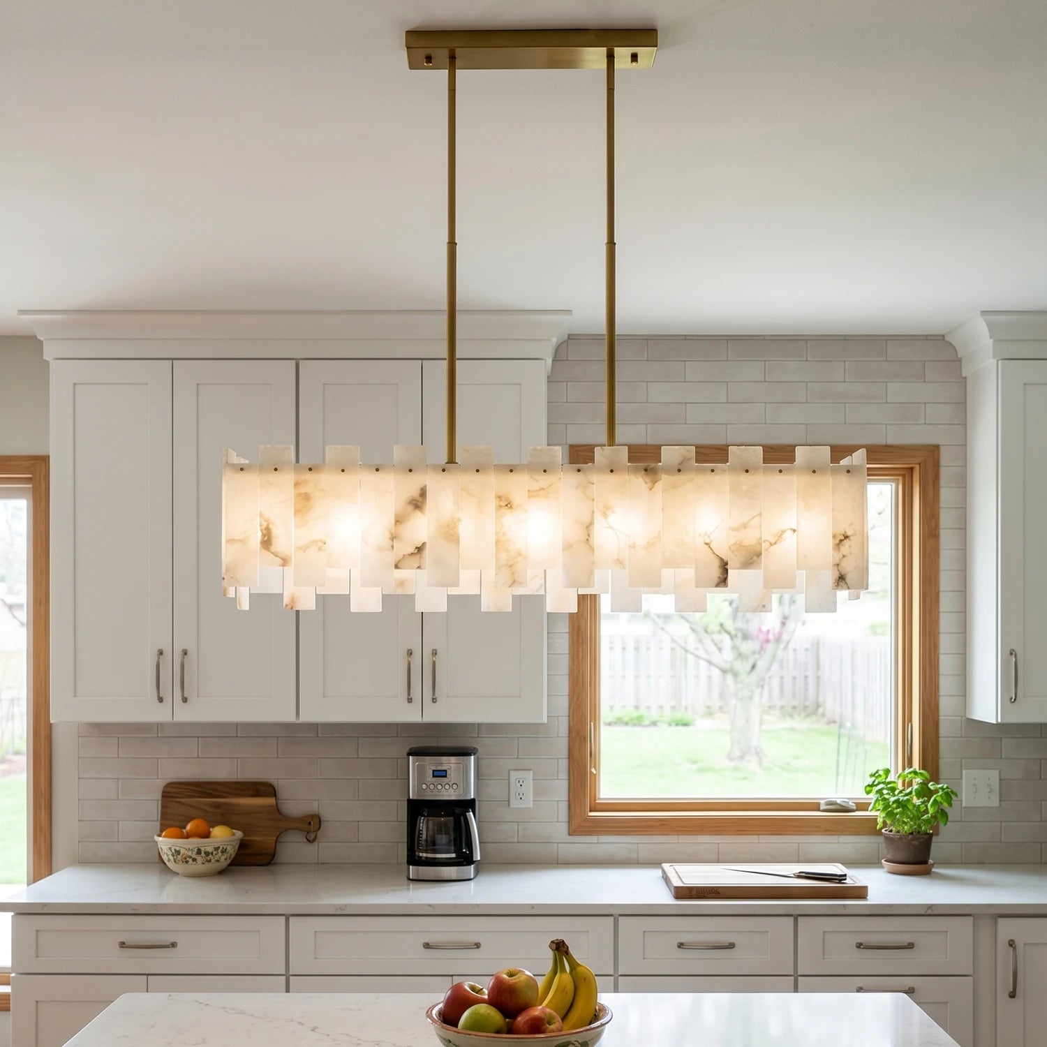 Rectangular Alabaster Chandelier - view 2 | Liootrlamp