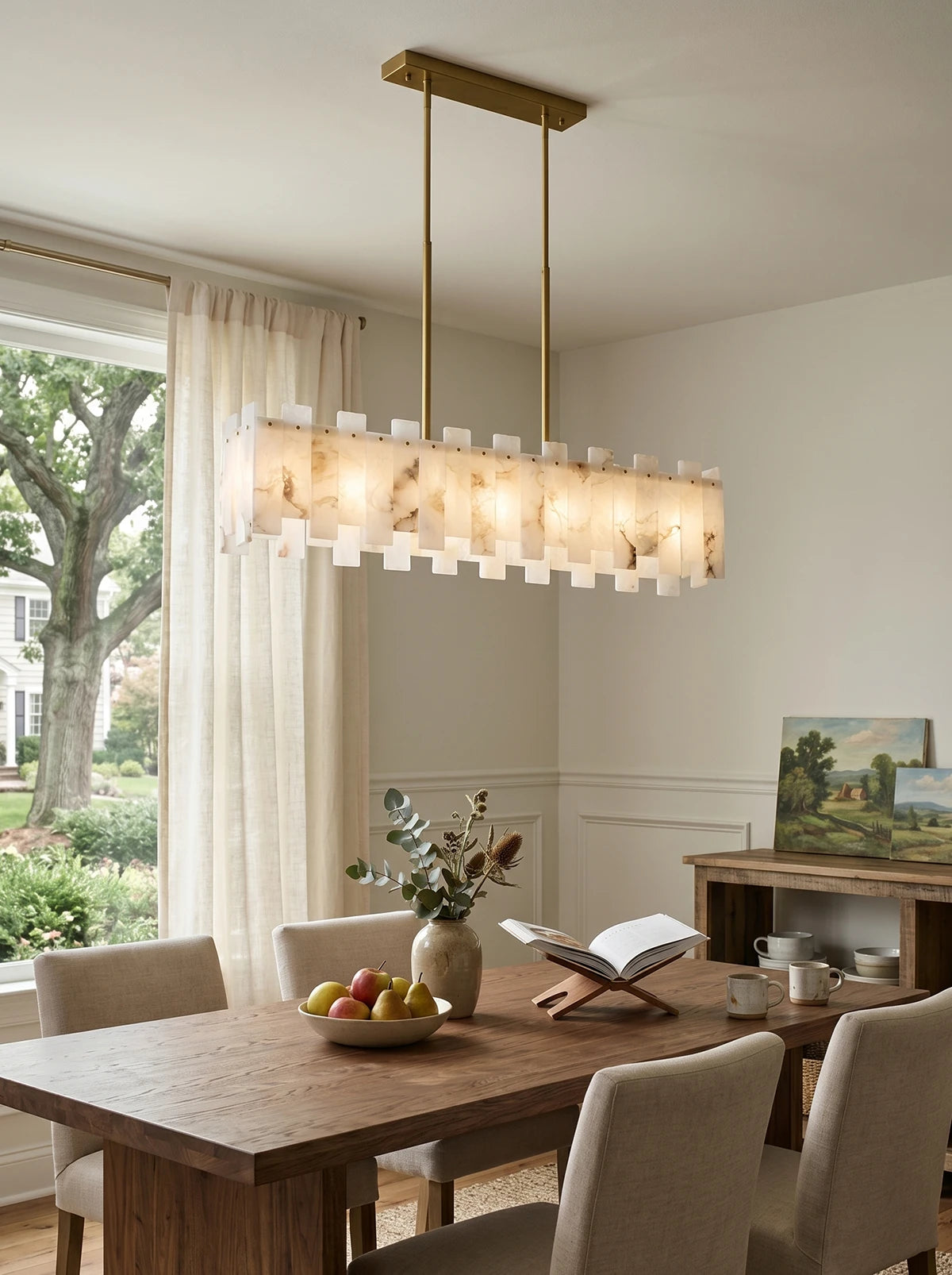 Rectangular Alabaster Chandelier - view 11 | Liootrlamp
