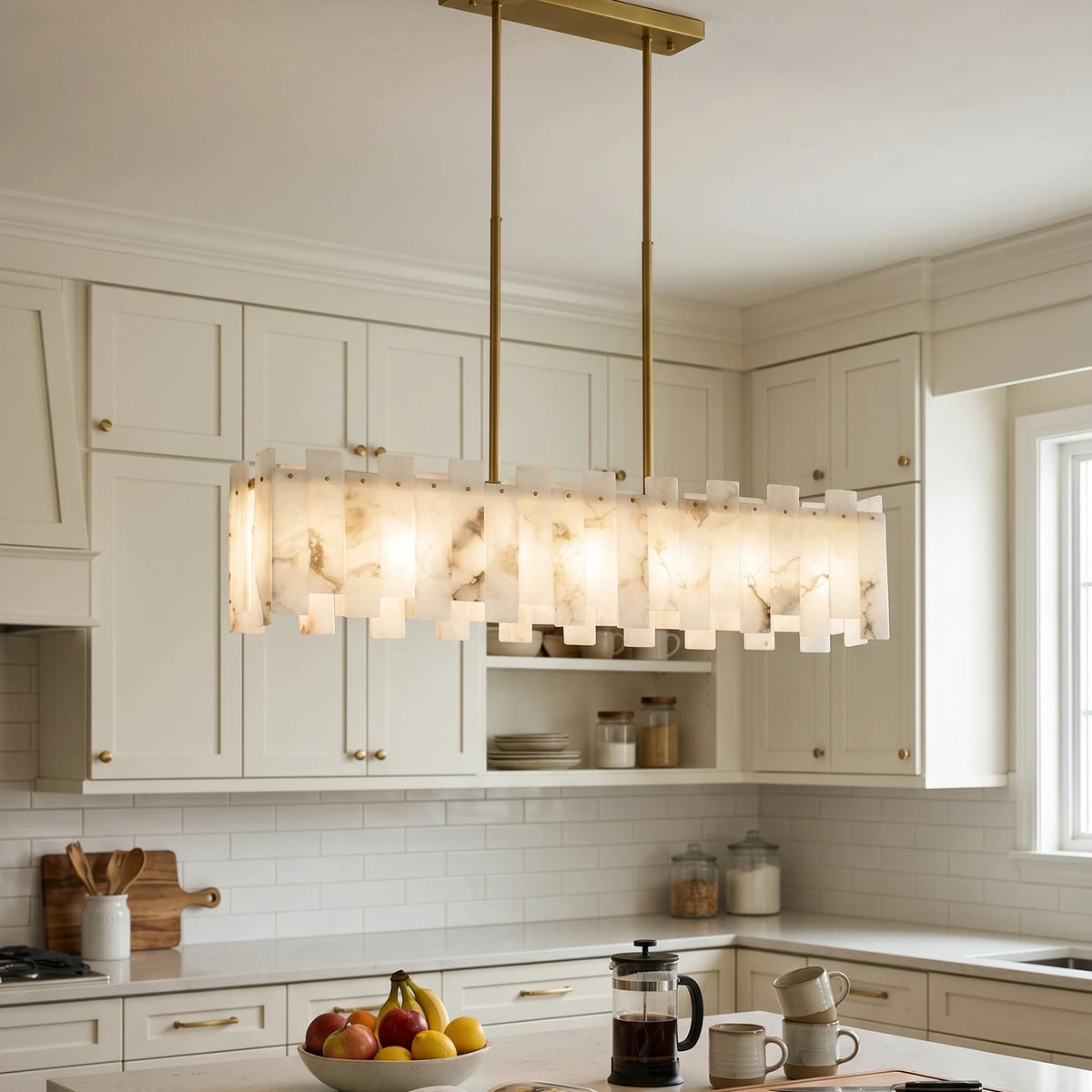 Rectangular Alabaster Chandelier - view 5 | Liootrlamp