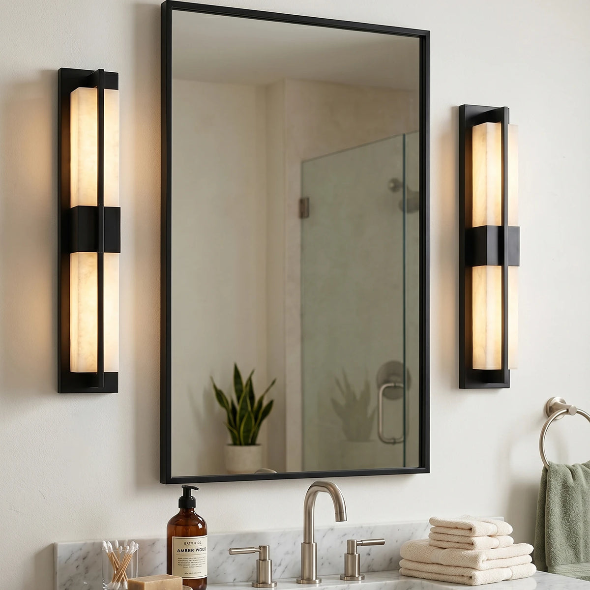 Rectangular Luxury Alabaster Wall Sconce - view 11 | Liootrlamp