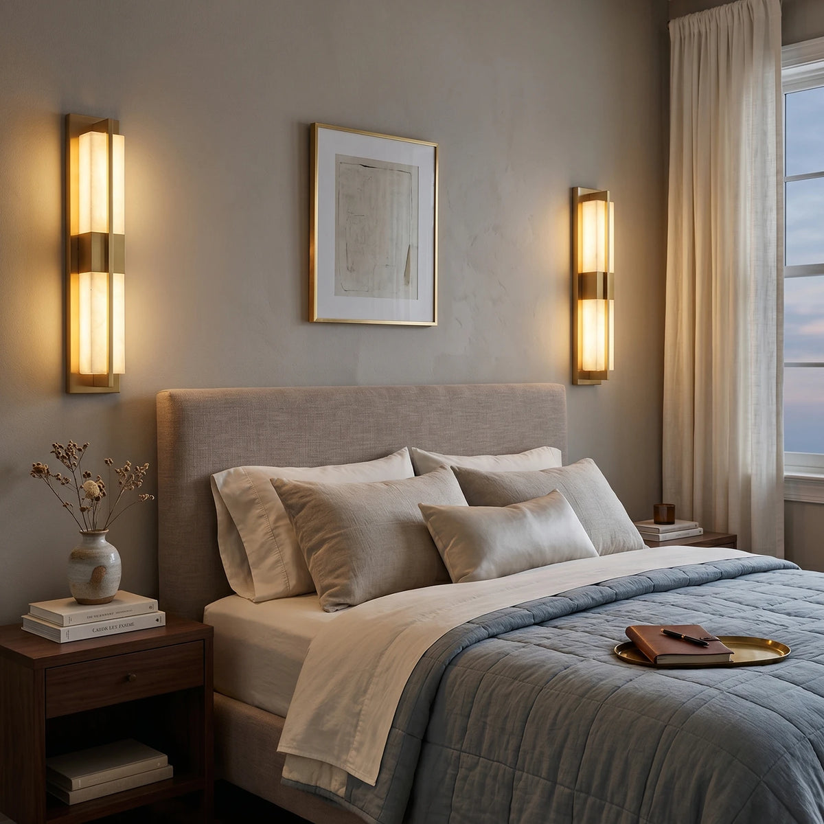 Rectangular Luxury Alabaster Wall Sconce - view 10 | Liootrlamp