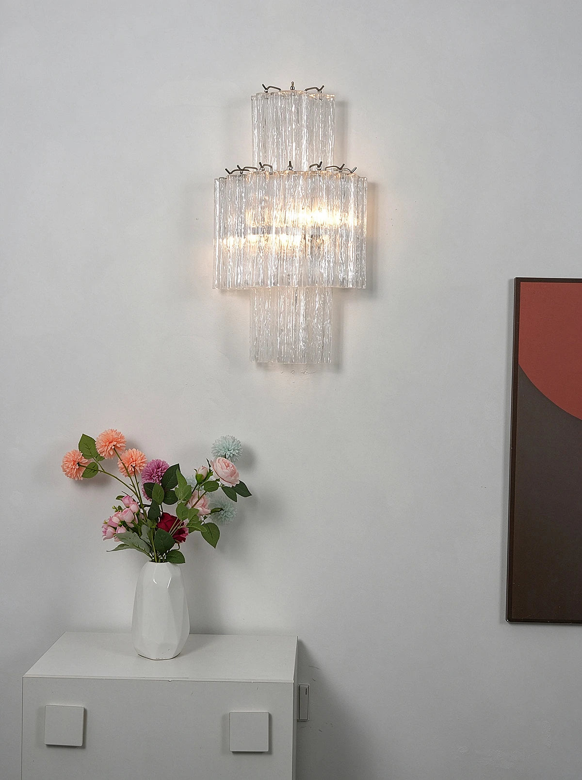 Rivelle Tiered Textured Glass Wall Sconce