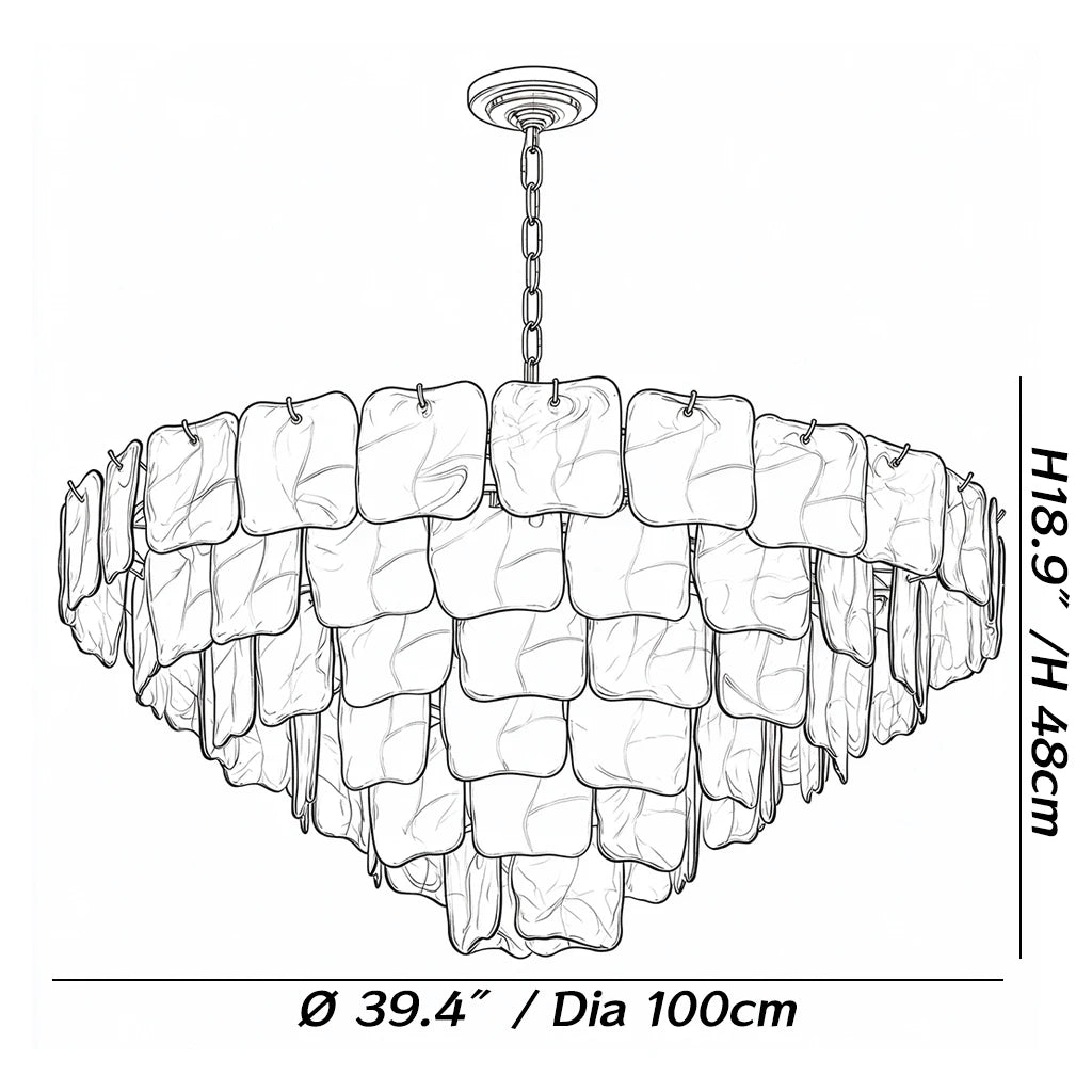 Dimensions of the Rosavelle Tiered Chandelier