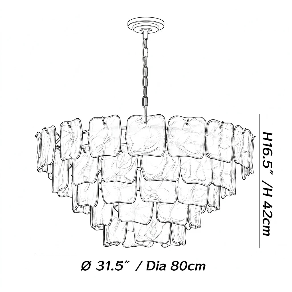Dimensions of the Rosavelle Tiered Chandelier