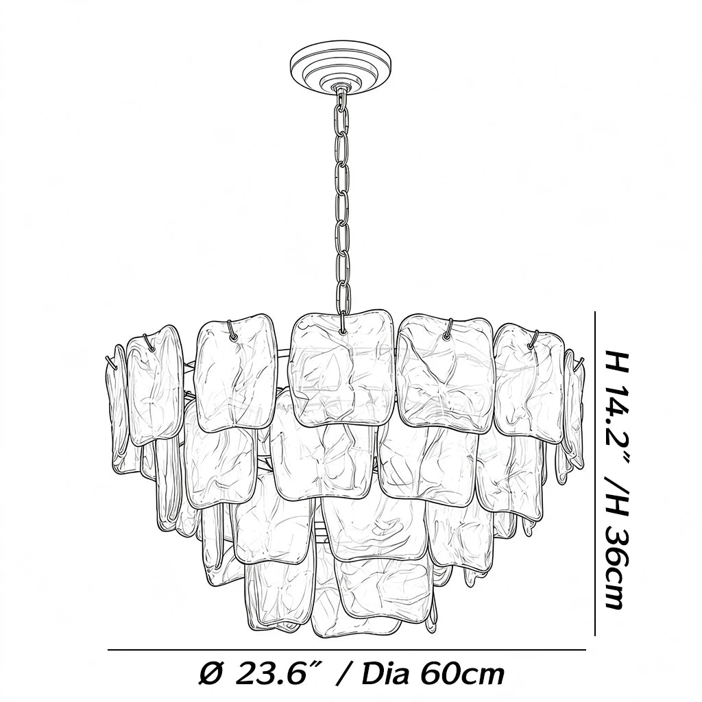 Dimensions of the Rosavelle Tiered Chandelier