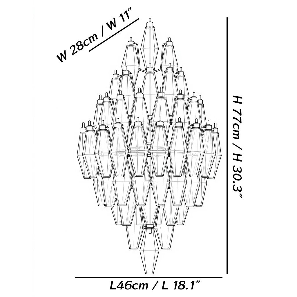 Dimensions of the Vesper Tiered Geometric Wall Sconce