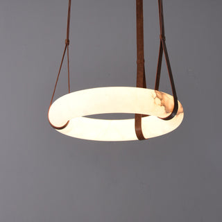 Leather Alabaster Pendant Light