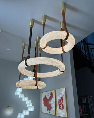 Leather Alabaster Pendant Light