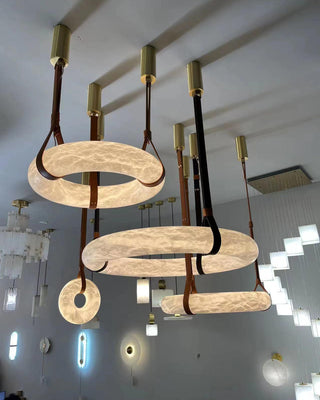 Leather Alabaster Pendant Light