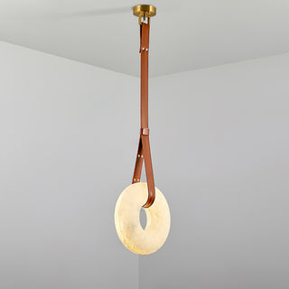 Leather Alabaster Pendant Light