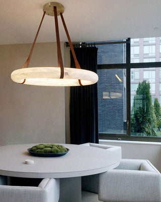 Leather Alabaster Pendant Light