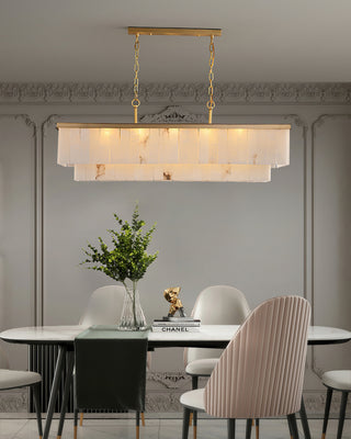 Alabaster multi-layered circular chandelier