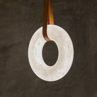 Leather Alabaster Pendant Light