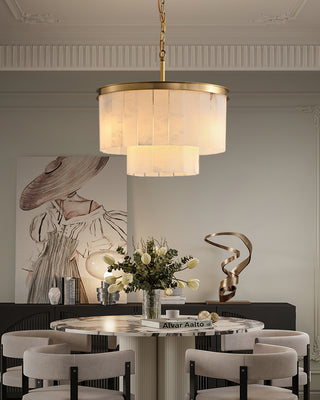 Alabaster multi-layered circular chandelier