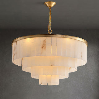 Alabaster multi-layered circular chandelier