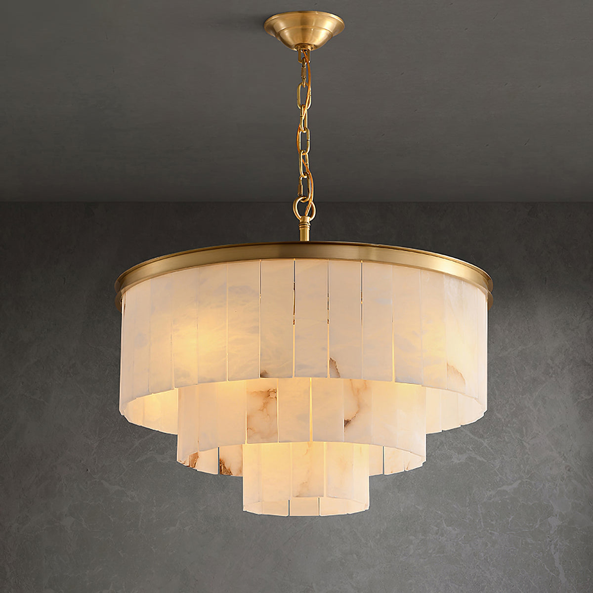 Alabaster Multi-Layered Circular Chandelier - view 21 | Liootrlamp