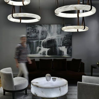 Leather Alabaster Pendant Light