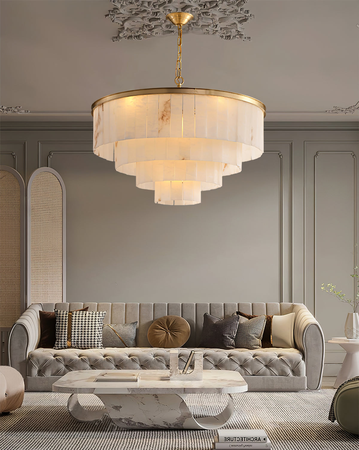Alabaster Multi-Layered Circular Chandelier - view 14 | Liootrlamp