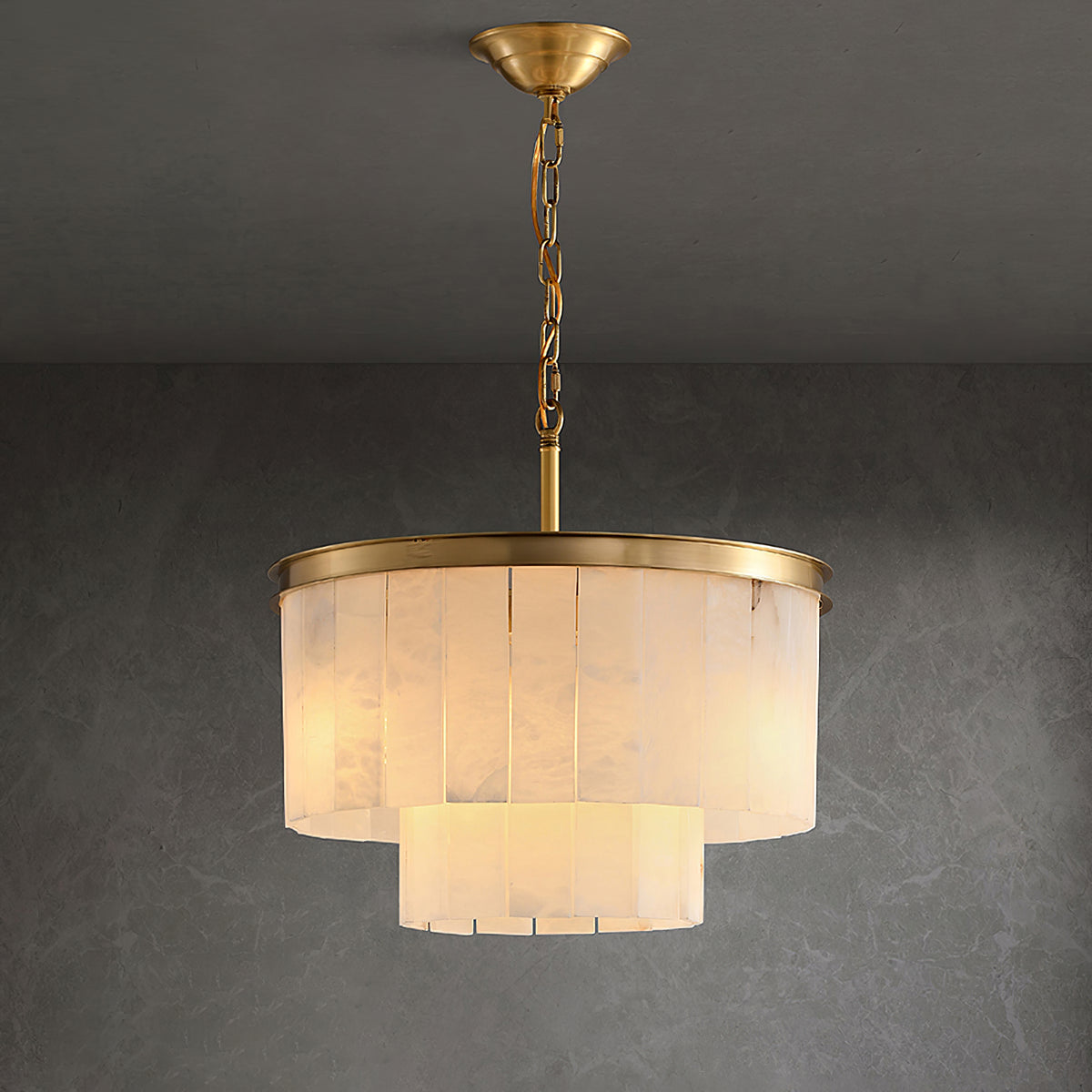 Alabaster Multi-Layered Circular Chandelier - view 20 | Liootrlamp