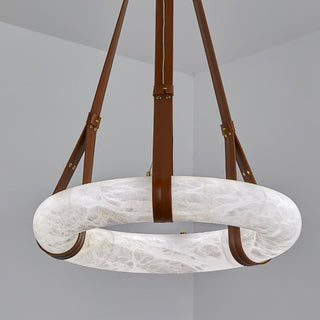 Leather Alabaster Pendant Light