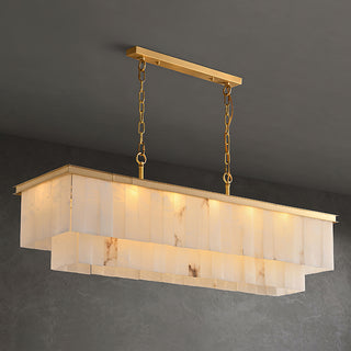 Alabaster multi-layered circular chandelier