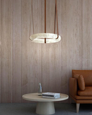 Leather Alabaster Pendant Light