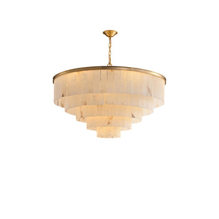 Alabaster multi-layered circular chandelier