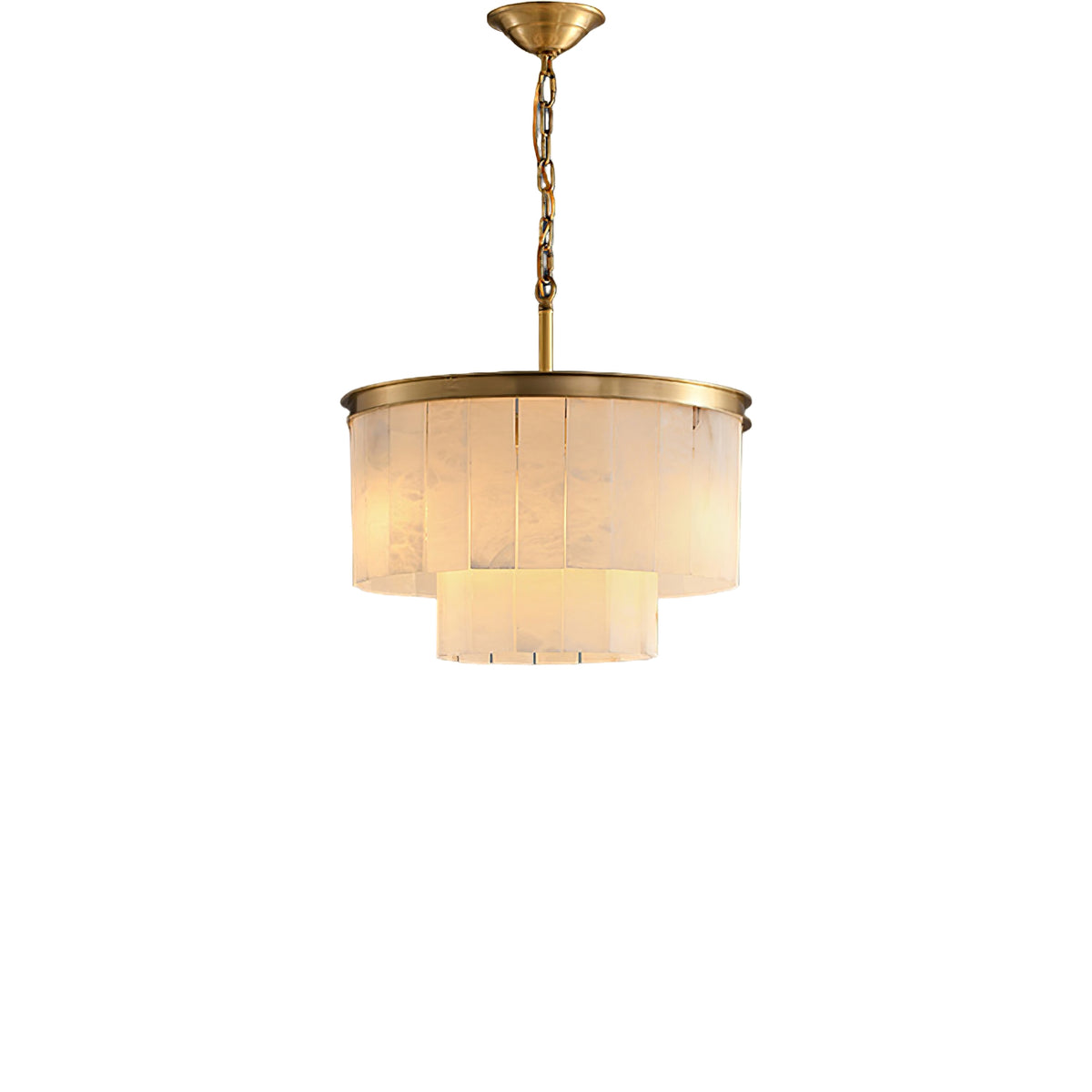 Alabaster multi-layered circular chandelier