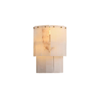 Alabaster multi-layered circular chandelier