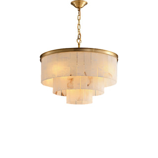 Alabaster multi-layered circular chandelier