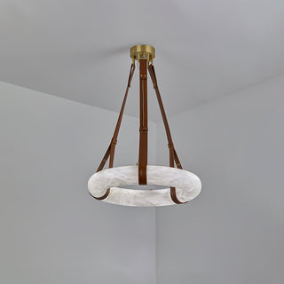 Leather Alabaster Pendant Light