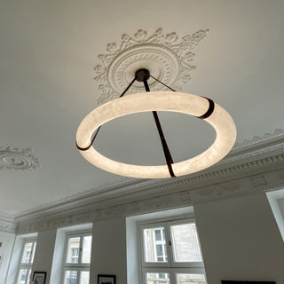 Leather Alabaster Pendant Light