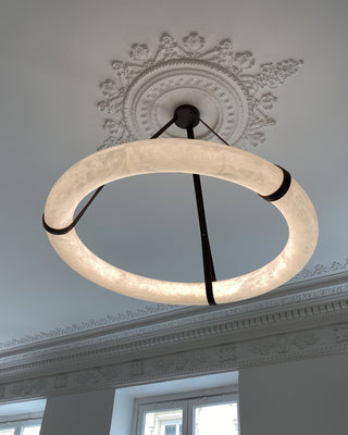 Leather Alabaster Pendant Light