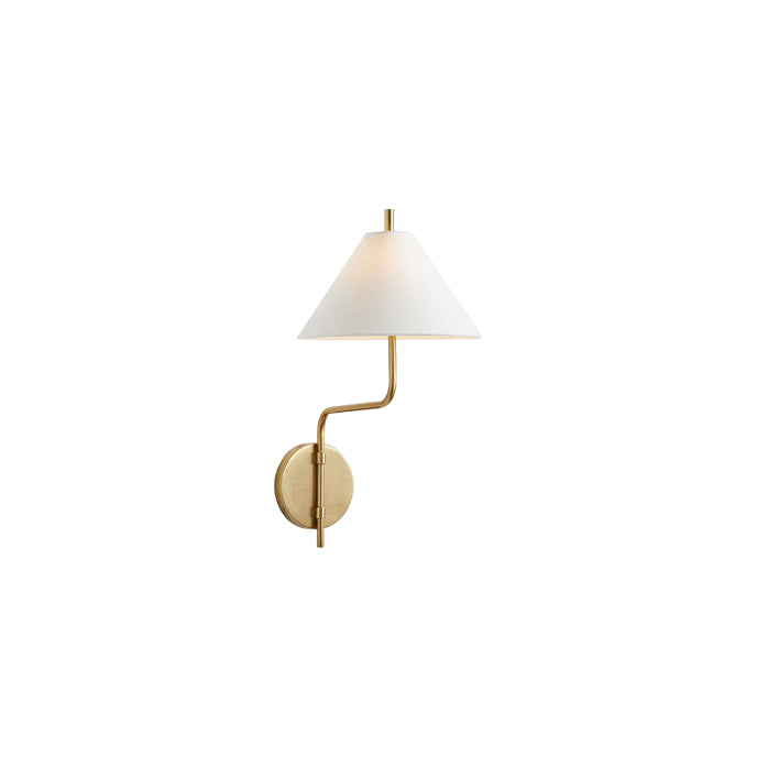 Fabric Lampshade Brass Curved Wall Lamp