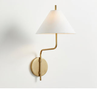 Fabric Lampshade Brass Curved Wall Lamp