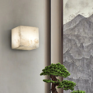 Alabaster Cube Wall Light