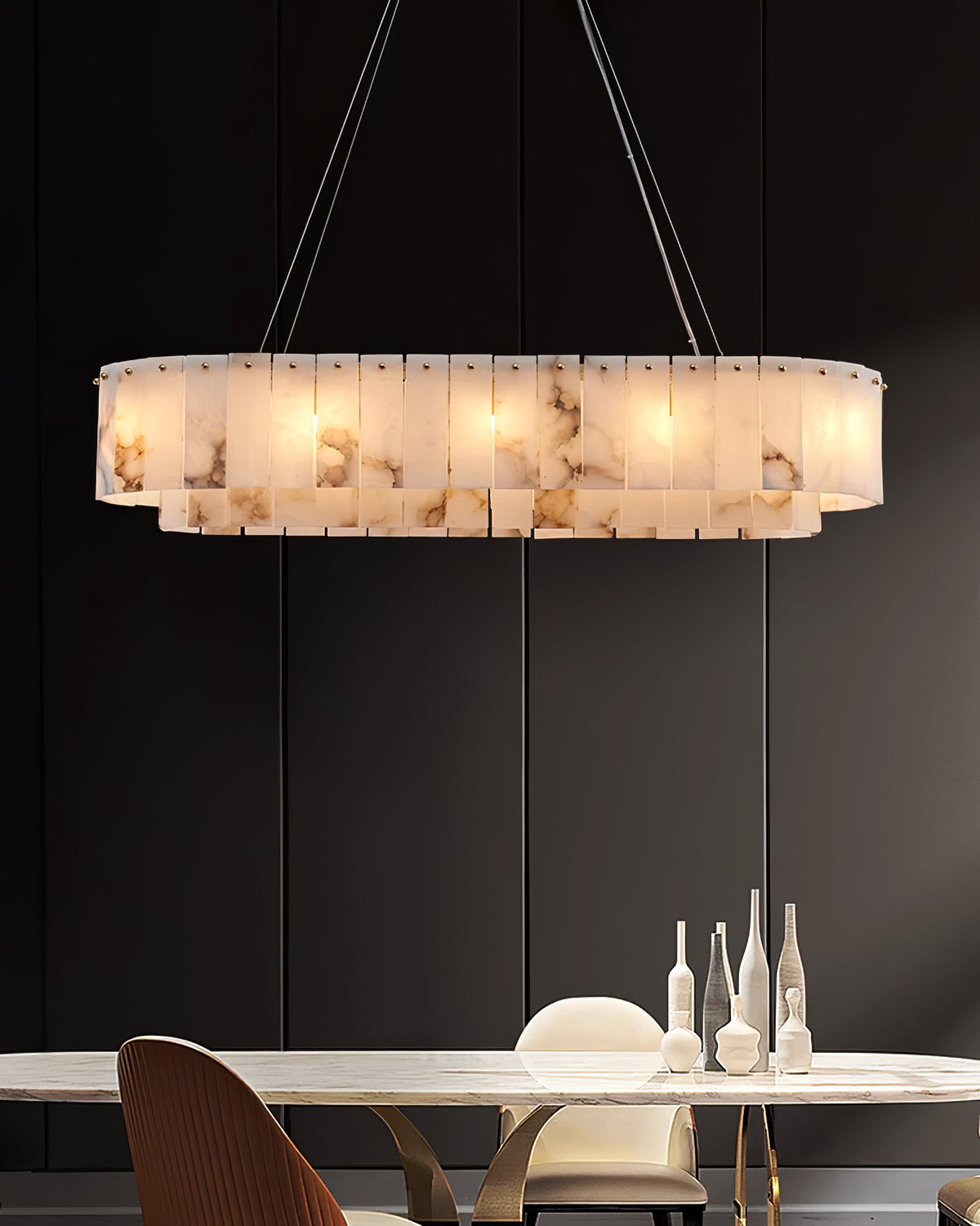 Alabaster Drum Chandelier