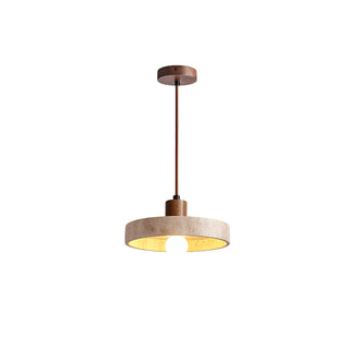 Natural Walnut Wood and Stone Pendant Lamp