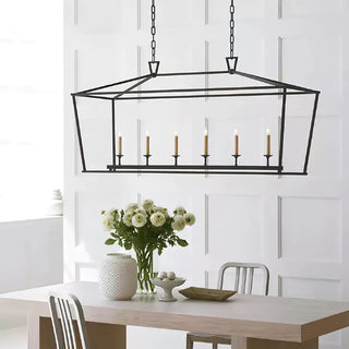 Gold Rectangular Lantern Linear Chandelier