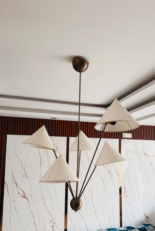 5-Arm Fabric Cone Chandelier