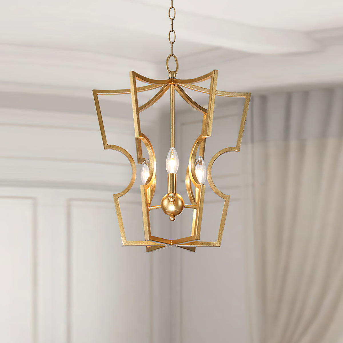 Rustic gold lantern chandelier