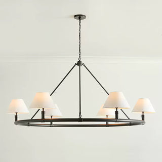 Black Metal Ring Chandelier with Cone Shades