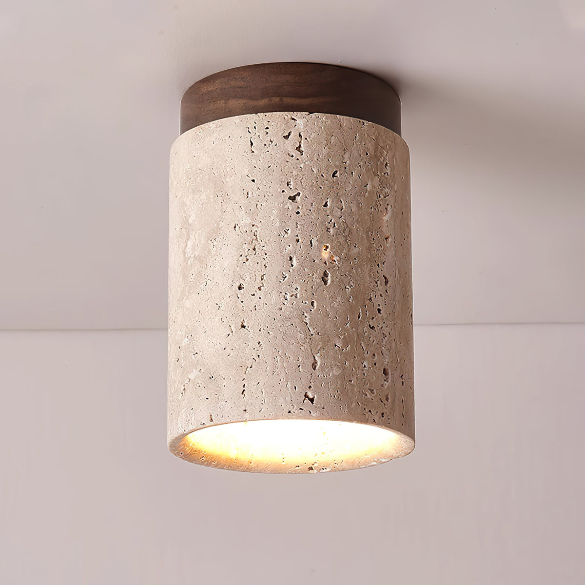 Wood and Stone Modern Flush Mount Light - view 13 | Liootrlamp