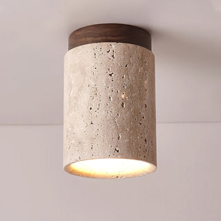 Wood and Stone Modern Flush Mount Light