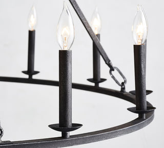 Black Round Farmhouse Candle Chandelier