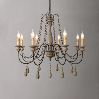 Rustic Beaded Candle Chandelier